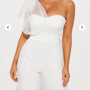 Clara Crepe Tie Shoulder Jumpsuit - White